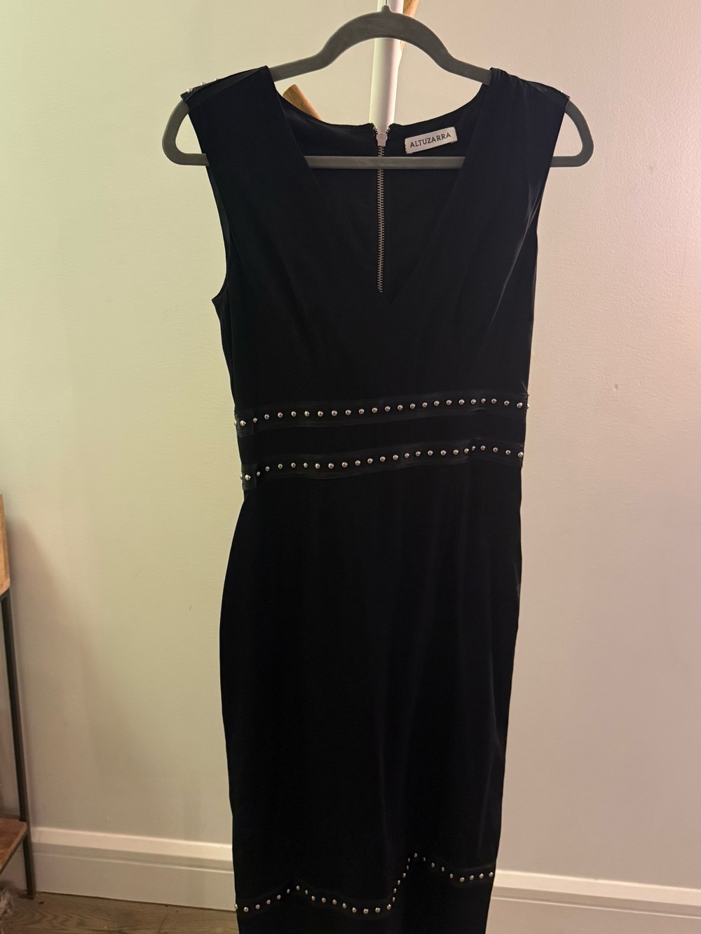 SUPER RARE, runway sample Altuzarra Black Stud-Trim Midi Dress